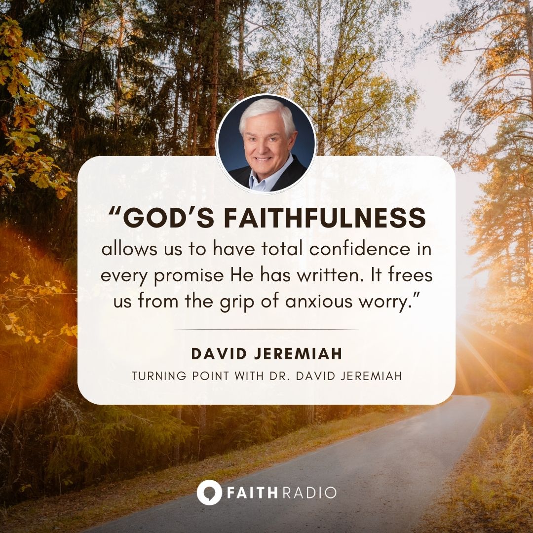 We all worry—it’s part of being human. But God’s promises are stronger than our anxious thoughts. 💜 His faithfulness frees us from worry because every promise He has spoken is backed by His unchanging character. 🙌

Quote: Dr. <a href="/davidjeremiah/">David Jeremiah</a> 

#HeisFaithful #Hebrews1023