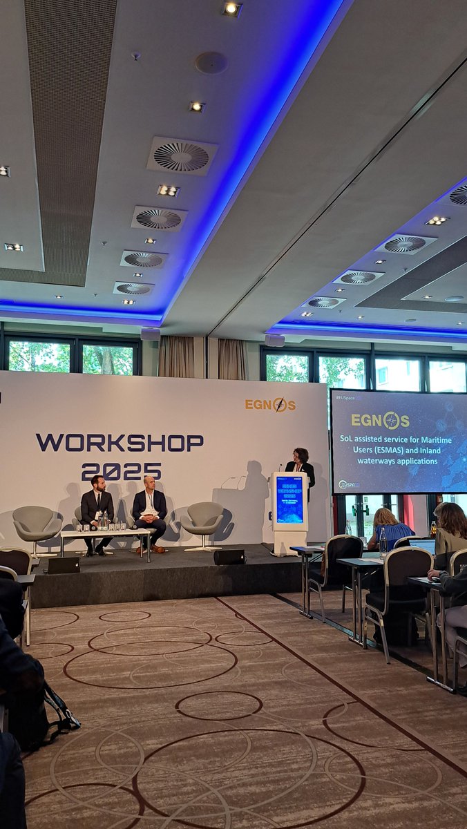 ESSPSAS's tweet image. ✨ Session 3 of the #EGNOSWorkshop2025 in Berlin – EGNOS SoL Assisted Service for Maritime Users (ESMAS) &amp;amp; Inland Waterways Applications

🎤 Guillermo Fernández Serrano (#ESSP) – ESMAS &amp;amp; IEC Maritime Receiver Standardization
 Explained that #ESMAS, already operational, is the…