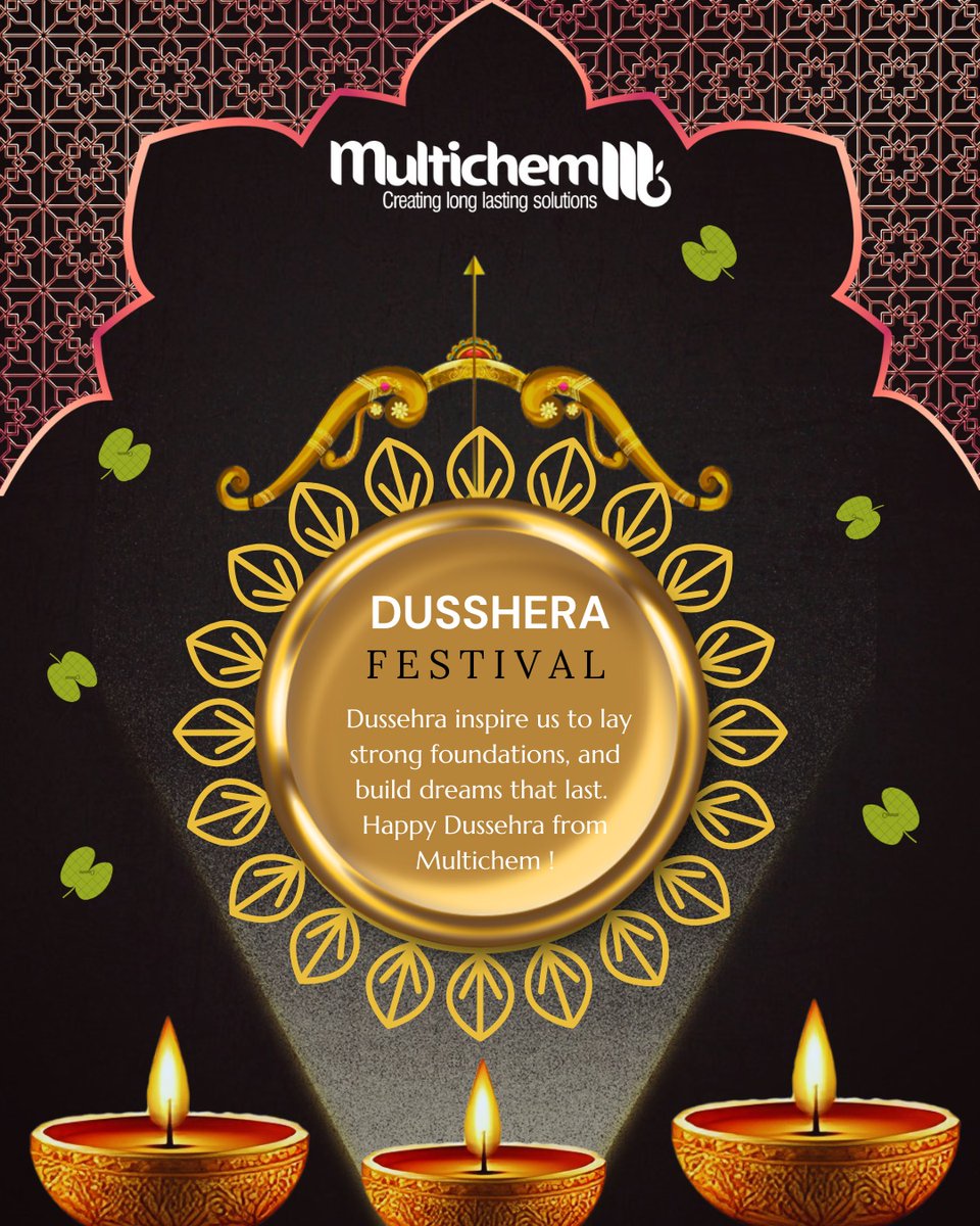 multichem_group's tweet photo. At Multichem Group, we continue to build solutions that conquer challenges, just as good triumphs over evil. 🏹✨

Wishing you and your family a Happy Dussehra! 🌺🍀

#HappyDussehra #DussehraCelebration #VijayaDashami #FestivalOfVictory #MultichemGroup https://t.co/0v7yLdSg14