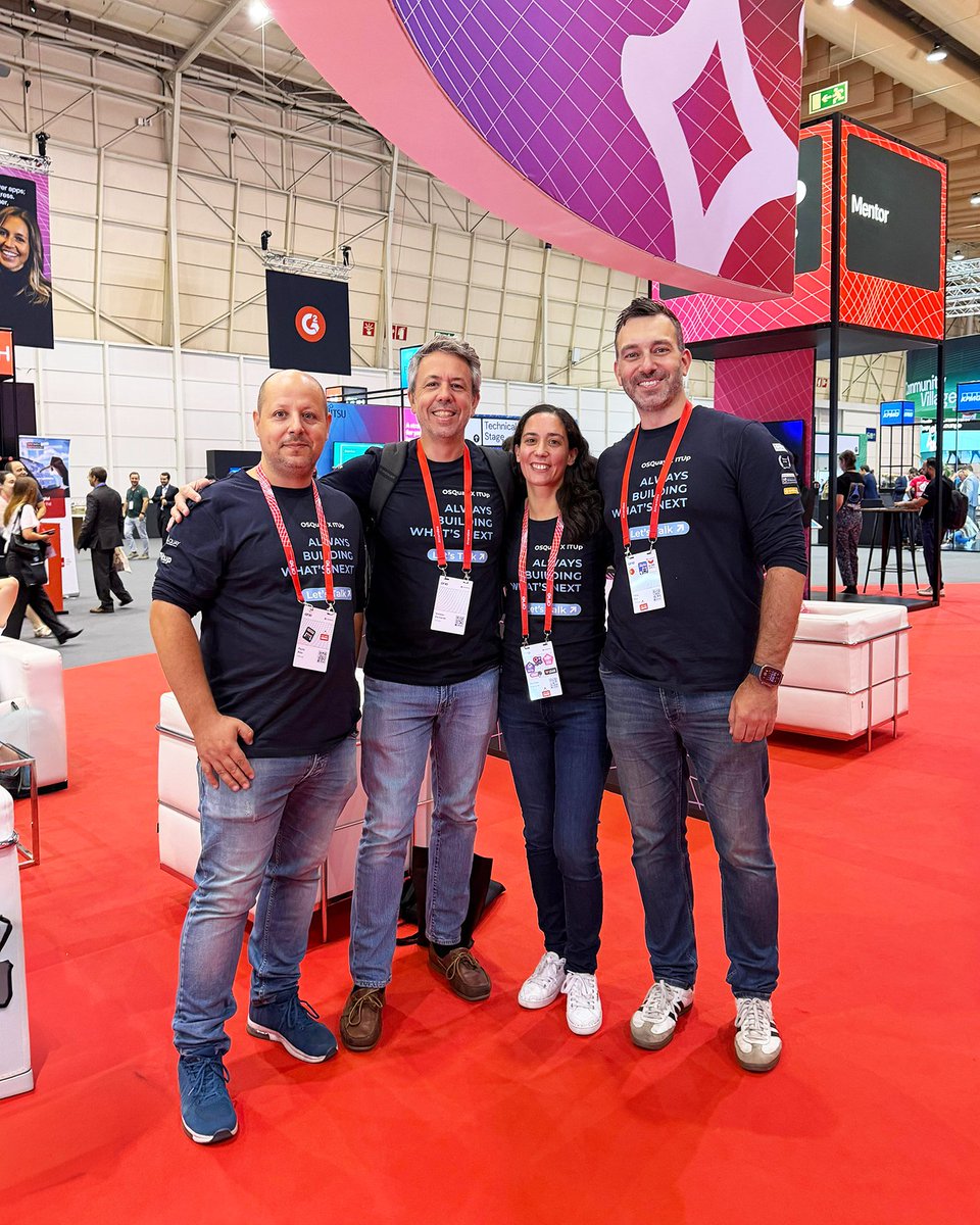 OSQuay's tweet photo. The OSQuay crew is at #OutSystemsONE — Paulo, Bernardo, Mariana and Rui are ready to talk modernization, delivery and what’s next in low-code.
👋 Say hi if you see the shirts.
#OSQuay #LowCode #WhatsNext https://t.co/rosOV04kqN