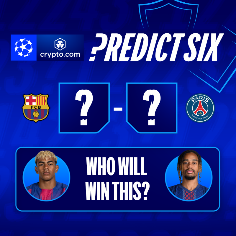 ChampionsLeague's tweet photo. Win an all-expenses-paid trip to the 2027 final plus €5,000 in CRO! 🏆🇪🇸

@cryptocom | #UCLpredictsix