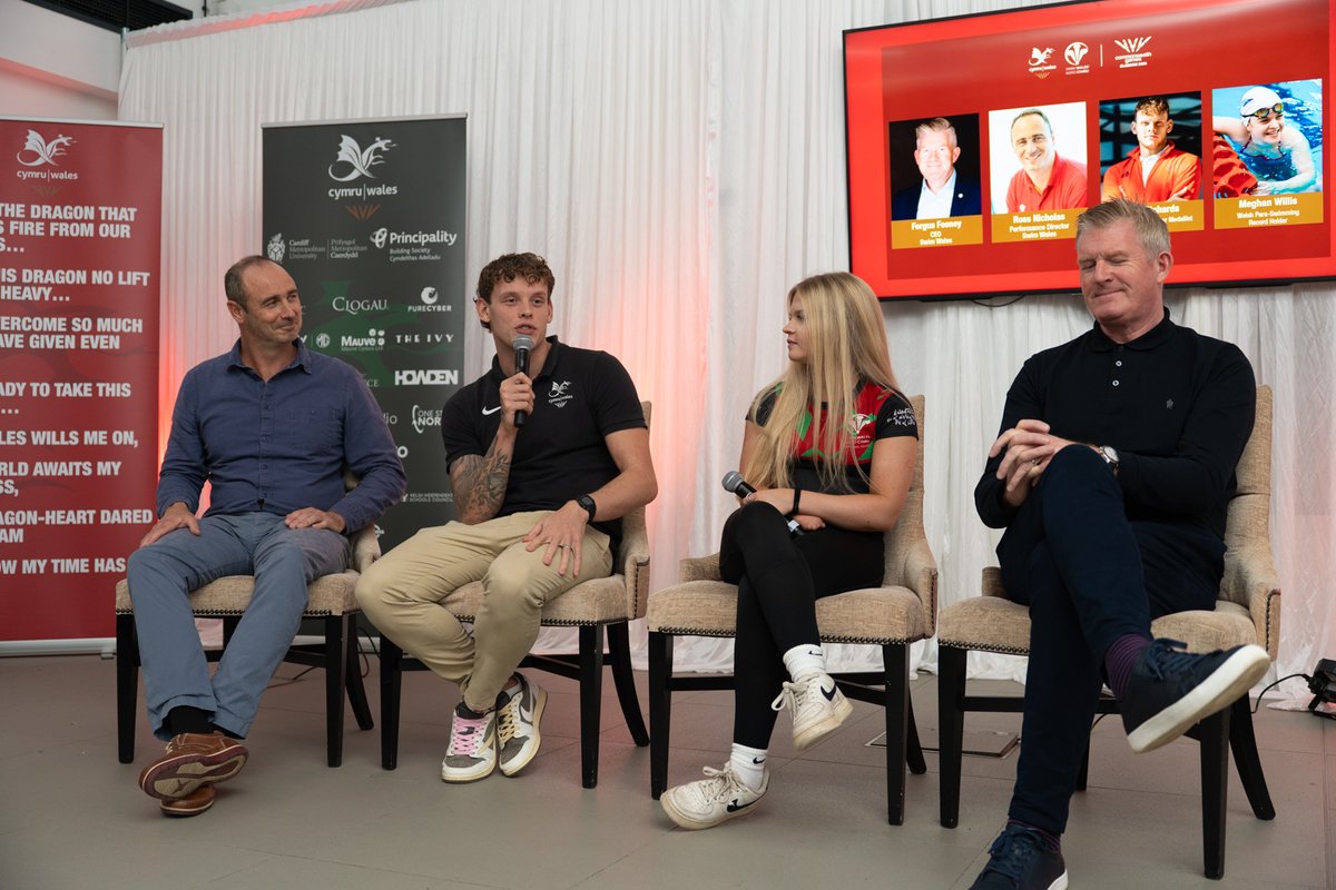 TeamWales's tweet image. 300 diwrnod i fynd / 300 days to go!

Brilliant Team Wales Business Club event at @RoyalMintUK , spotlighting:
🏊 Swim Wales – Fergus Feeney, Ross Nicholas, Matt Richards, para-star Meghan Willis
🚴 @BeicioCymru CEO Caroline Spanton sharing their busy summer and the finale for…