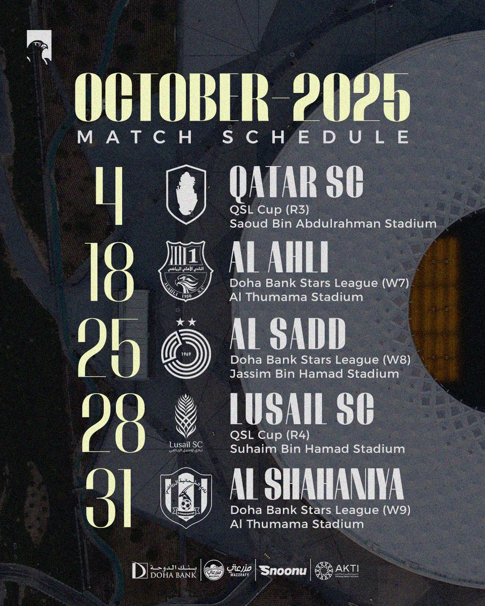 مباريات الفريق في شهر أكتوبر ⚽️🦅

#العربي