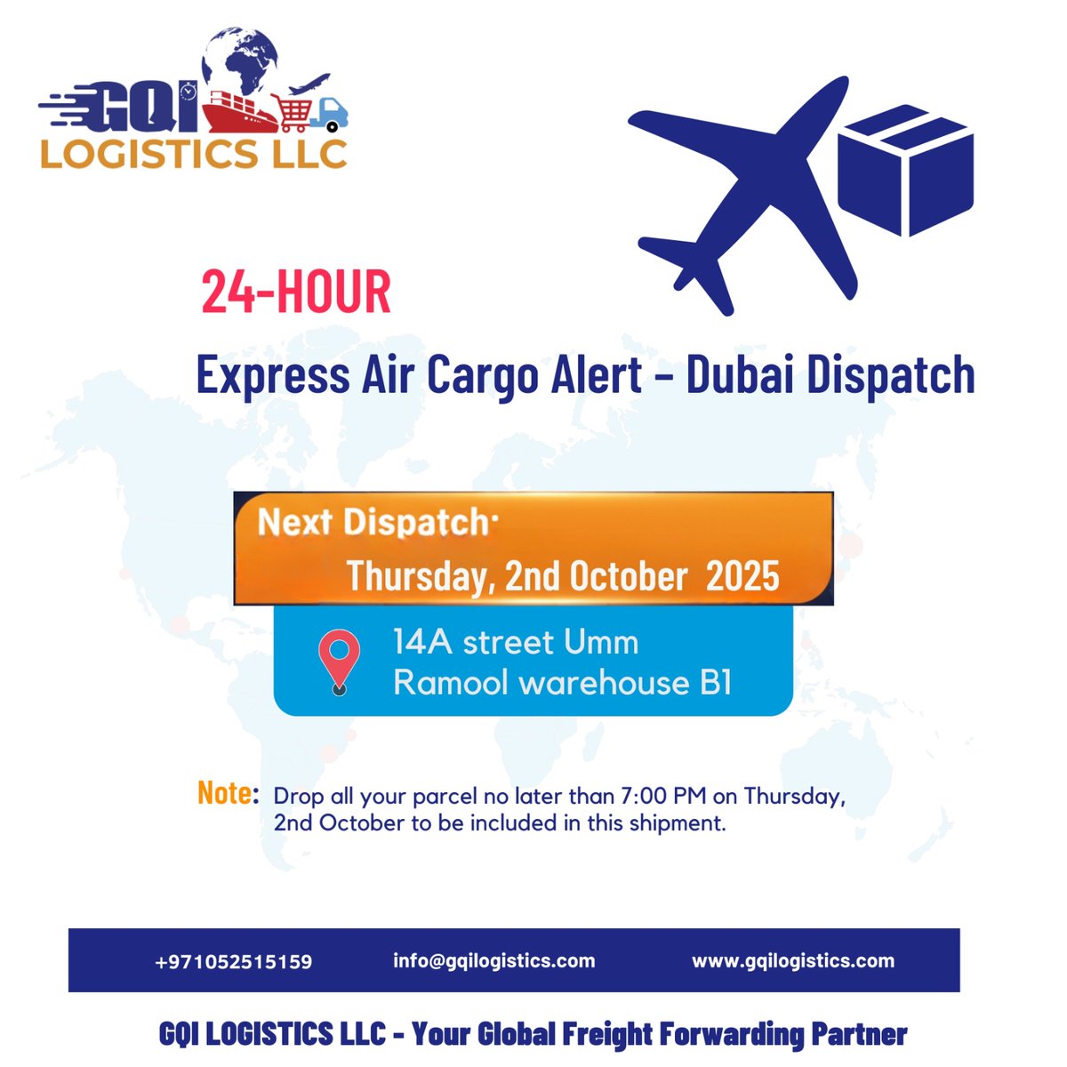 GetQuickIntern1's tweet image. 24 hours shipment alert
Don&apos;t miss out

#Logistics #dubailogistics #shipment #gqilogistics