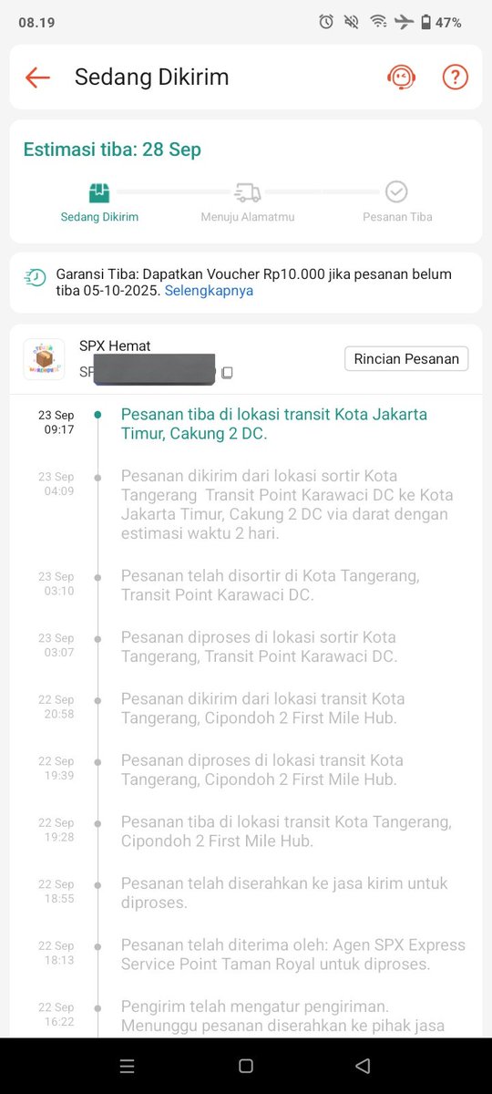 Ad yg pernah ngalamin paket stuck di cakung gk??