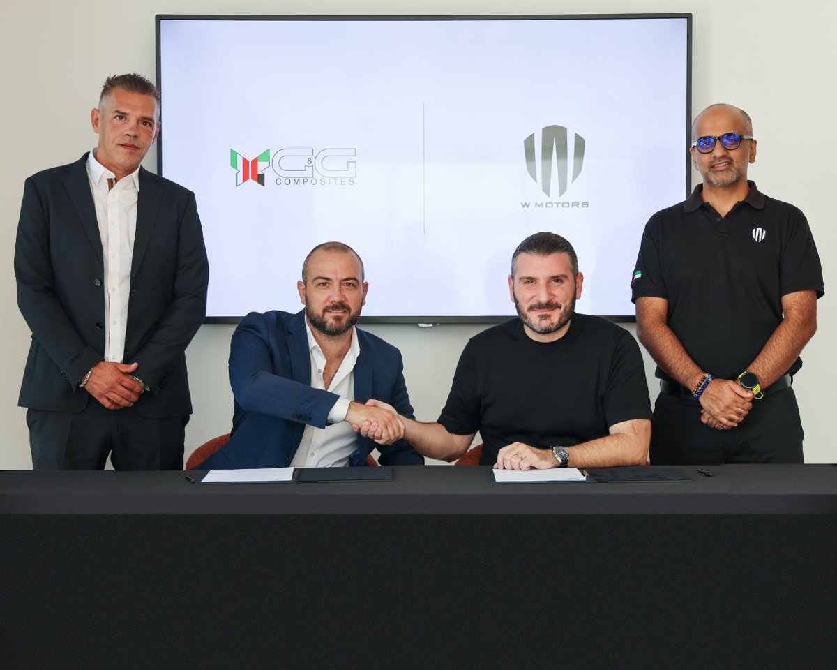 WMotors's tweet photo. We’re proud to partner with G&amp;G Compositi, Italian leaders in composites &amp; carbon fiber manufacturing. Operating from W Motors HQ Dubai, their expertise will drive advanced composites production to support both W Motors projects and wider regional needs.

#WMotors #GGCompositi https://t.co/6YhqPPWRKT