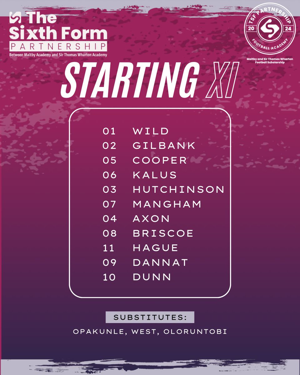 TSFP_Football's tweet photo. Here’s the starting 11 to face Minsthorpe Community College this afternoon! ⚽️🏟️ https://t.co/pDhpJb8uX5