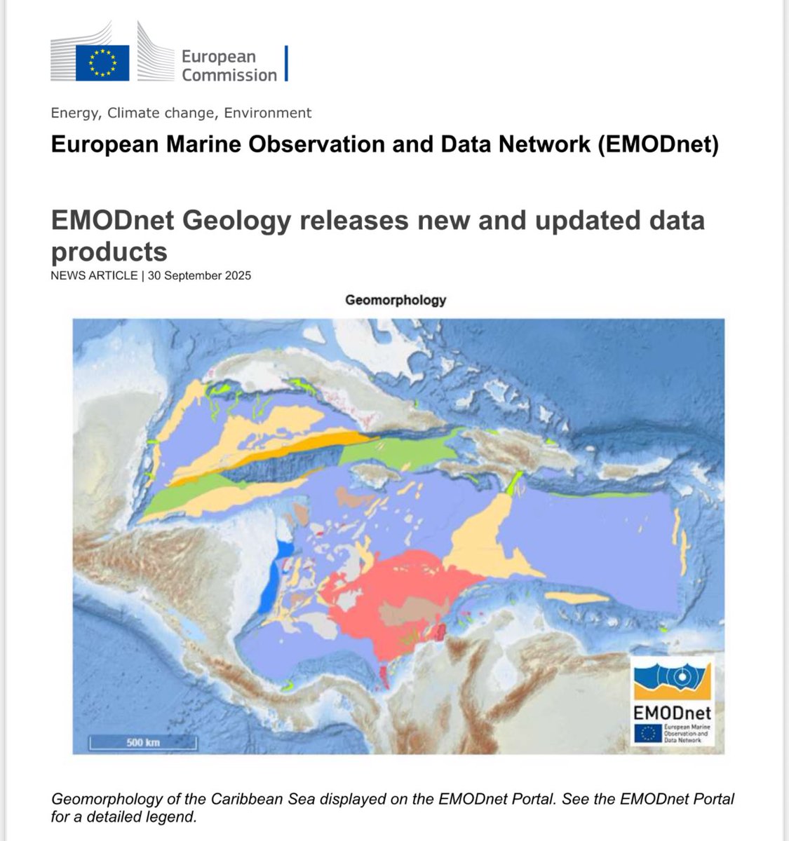 GeomarResearch's tweet image. Somos noticia y cabecera del portal de @EMODnet. 🤩🎉🌊🗺️En esta ocasión por el Mar Caribe y el trabajo liderado por nuestra compañera Teresa Medialdea del @igme. EMODnet Geology releases new and updated data products emodnet.ec.europa.eu/en/emodnet-geo…