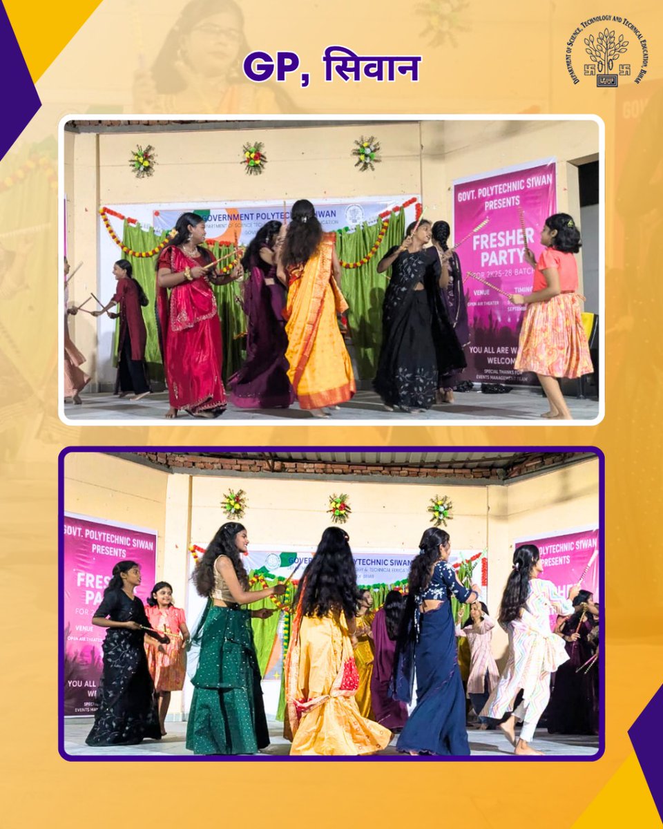 DSTTEBihar's tweet image. Dandiya Night at GP Siwan, Tekari (Gaya) &amp;amp; GEC Arwal was full of dance, laughter &amp;amp; unforgettable moments
A vibrant night of energy &amp;amp; joy on campus!

#DandiyaNight #StudentVibes #DstteBihar #BiharEducation