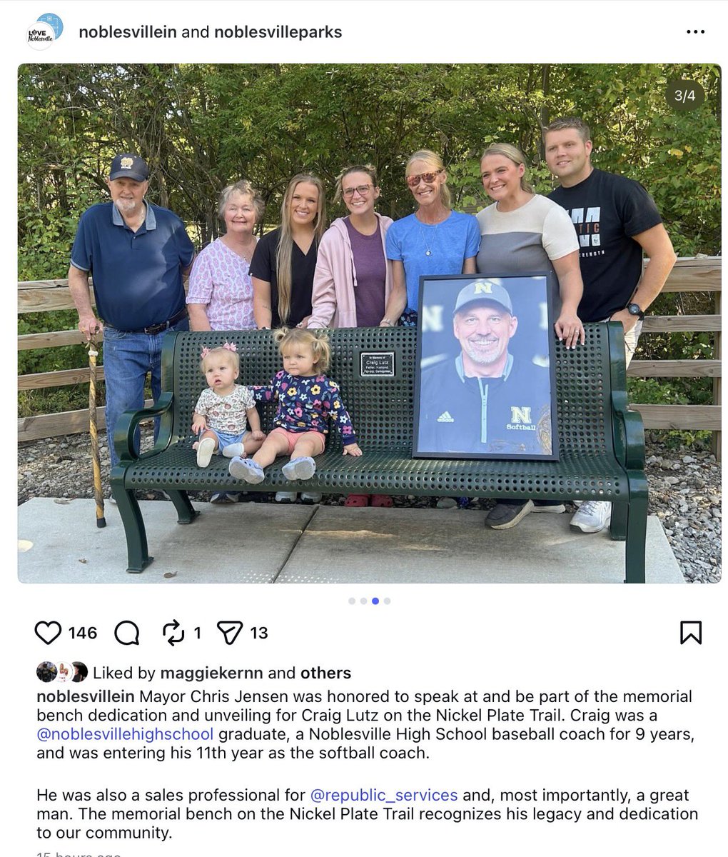 Brian_Haenchen's tweet photo. The city of @NoblesvilleIN honored the late Craig Lutz yesterday.

Story from this spring on the beloved @MillerSoftball / @MillerBaseball coach: https://t.co/bduScDCpbi https://t.co/C0Gb71UsCr