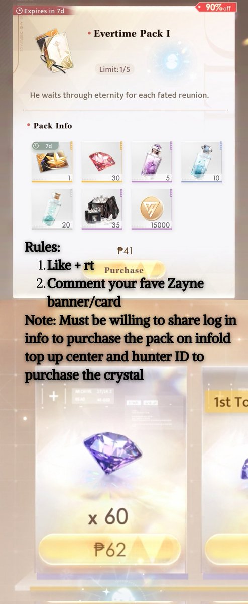 haruchyun's tweet photo. Since I got GoA and MC outfit I would like to share too by giving away 2 Evertime pack I and 60 crystals to 3 lucky persons✨

❁ 2 winners of Evertime Pack I
❁ 1 winner of 60 crystals

Check 2nd photo for instructions
Goodluck girlies!🍀🍀

Ends on Oct 5, 8pm PH time https://t.co/rWeeXEuiJn