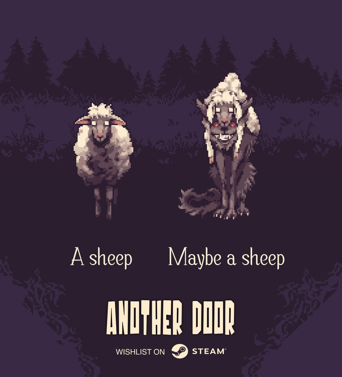 indieklem's tweet photo. "A sheep" and "Maybe a sheep" in pixel art. https://t.co/3ANVr4xSau