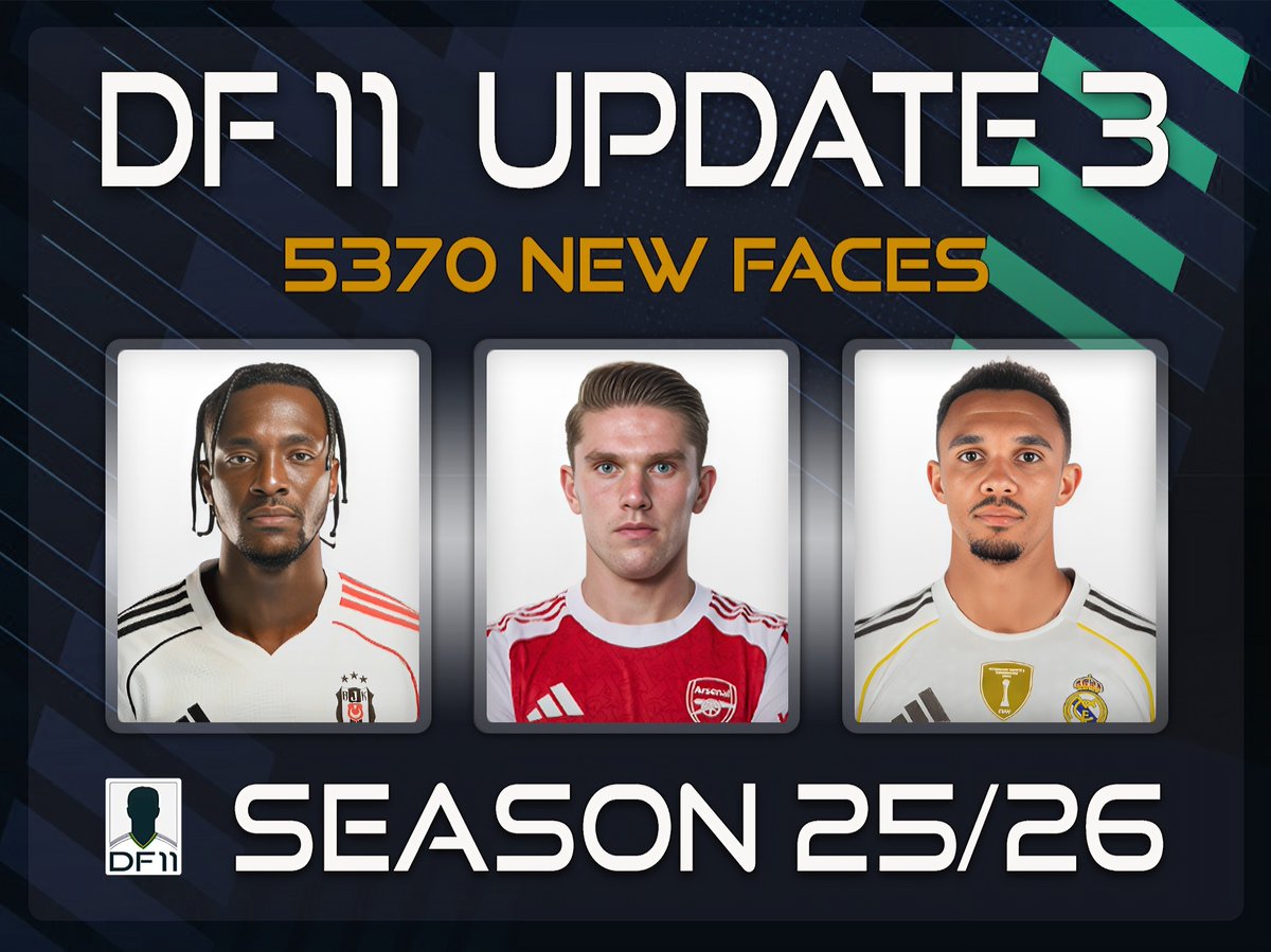 DF11Faces's tweet photo. 👤#DF11 Update file No.3
🏆 Season 2025/26
Expand your DF11 Megapack to over 243.000 faces for use with the upcoming Football Manager 2026!
😍 Premier Leagues: 🏴🇭🇺🇺🇿
🤩 Many new faces for leagues in: 🇹🇷🇫🇷🇩🇪🇪🇸🇬🇷🇳🇱
📥 Free available at https://t.co/rU33wu0XYV
#FM26 #FM25 https://t.co/TkkEKXagZ7