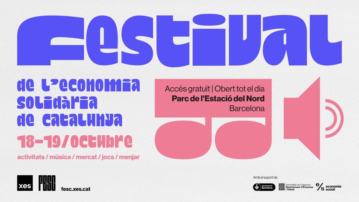 XES_cat's tweet photo. ➡️Vine al #FestivalFESC el cap de setmana del 18 i 19 d'octubre  

🙌Més d'una cinquantena d'activitats, música, jocs, menjar, mercat... perquè descobreixis l'Economia Solidària catalana d'una manera única 
 
🔎Consulta tota la programació a https://t.co/4oc45rbpdQ https://t.co/5FuIBqsruo