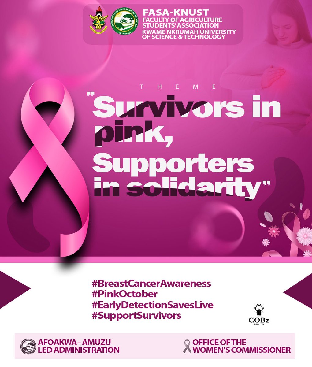 FasaKnust23's tweet photo. 🌸🎀THE MONTH OF OCTOBER IS HERE 🌸🎀
👚FASA Supports Pink👚
We are thrilled to launch this #Pink
October from the office of the women’s commissioner

Join us as FASA support pink
Together let’s examine breast, talk breast and support pink
#PinkOctober#
#EarlyDetectionSavesLive# https://t.co/luXgUZselL