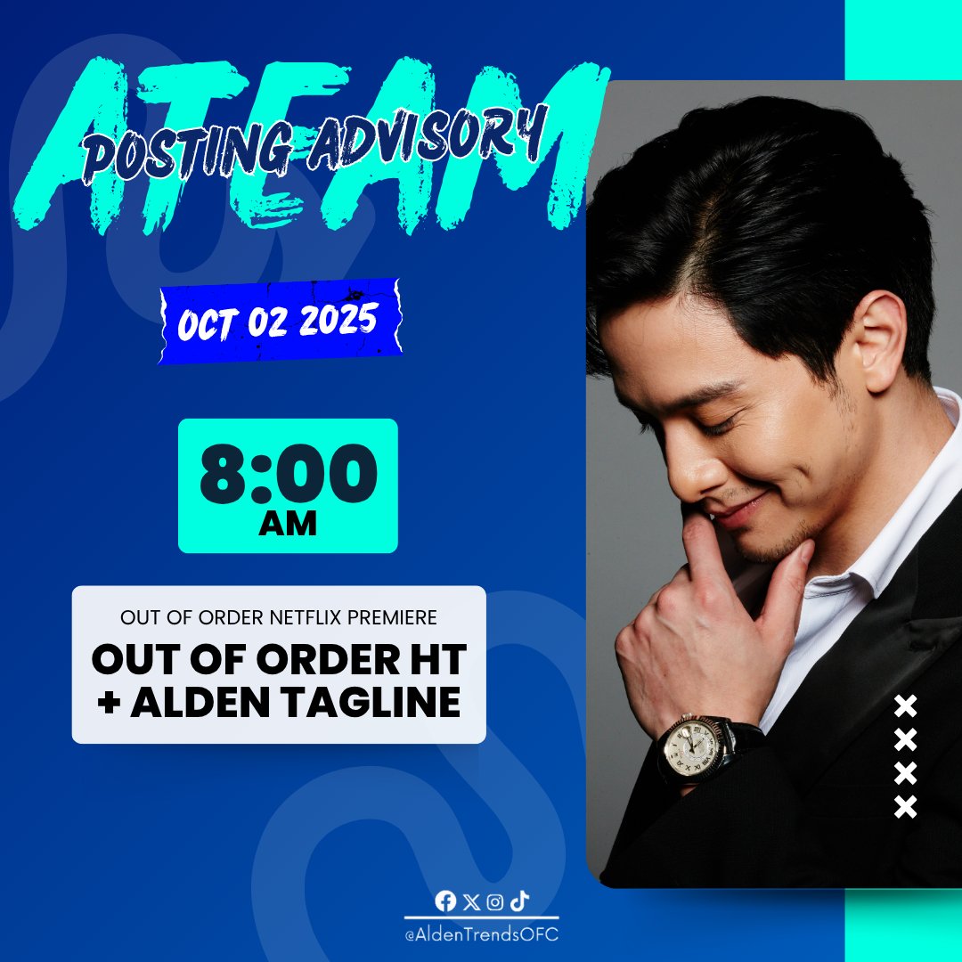 We've been doing multitasKING the past trending parties.

But TOMORROW,
we FOCUS on ONE GOAL, ONE PURPOSE... 🎯

Out Of Order NETFLIX PREMIERE! 🎞️

Trending party starts at 8AM tomorrow, please be guided accordingly ☺️

ALL for Actor ALDEN 💙
ALL for Producer ALDEN 📽️
ALL for