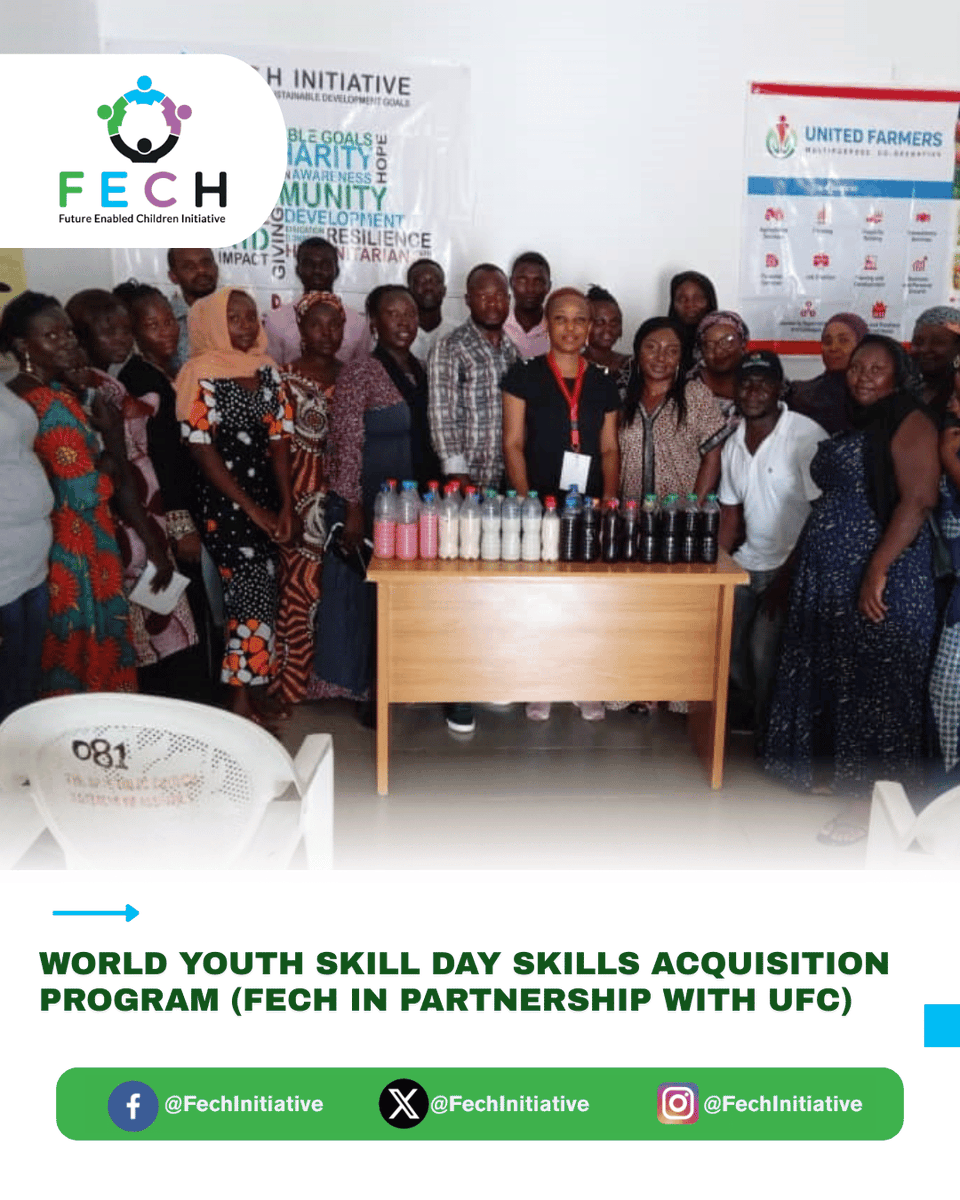 FechInitiative's tweet photo. World Youth Skills Day: FECH Initiative &amp; UFC hosted a Skills Acquisition Program to empower youth with knowledge and practical skills for a brighter tomorrow. 🌍✨ #YouthSkillsDay #YouthEmpowerment #Fechinitiative https://t.co/q4DwxElGV4