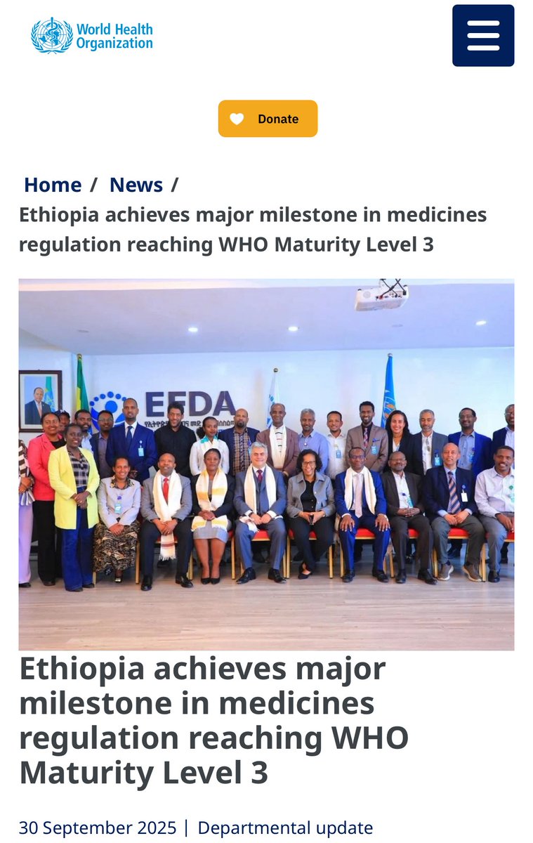 lia_tadesse's tweet photo. Ethiopia achieves major milestone in medicines regulation reaching WHO Maturity Level 3!!

Congratulations to all who worked hard to get to this stage! #EFDA @FMoHealth @AHRI_ETH @WHO @WHOEthiopia @MekdesDaba @HeranGerba @afeworkkassu 

https://t.co/DmsuhYU58g https://t.co/uz0wnY4FE8