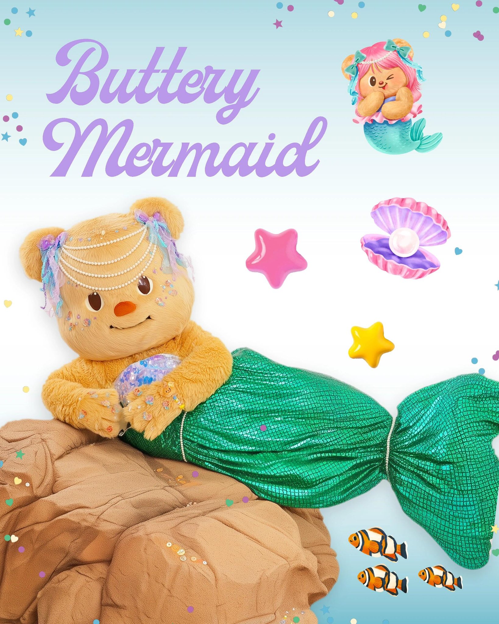 【新品未開封】Butterbear ぬいぐるみ2体セット 新品未使用】Butterbear マスコット ぬいぐるみ バターベア タイ