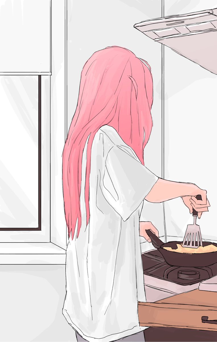 模写です
虹夏ちゃんのために料理を頑張るぼっち