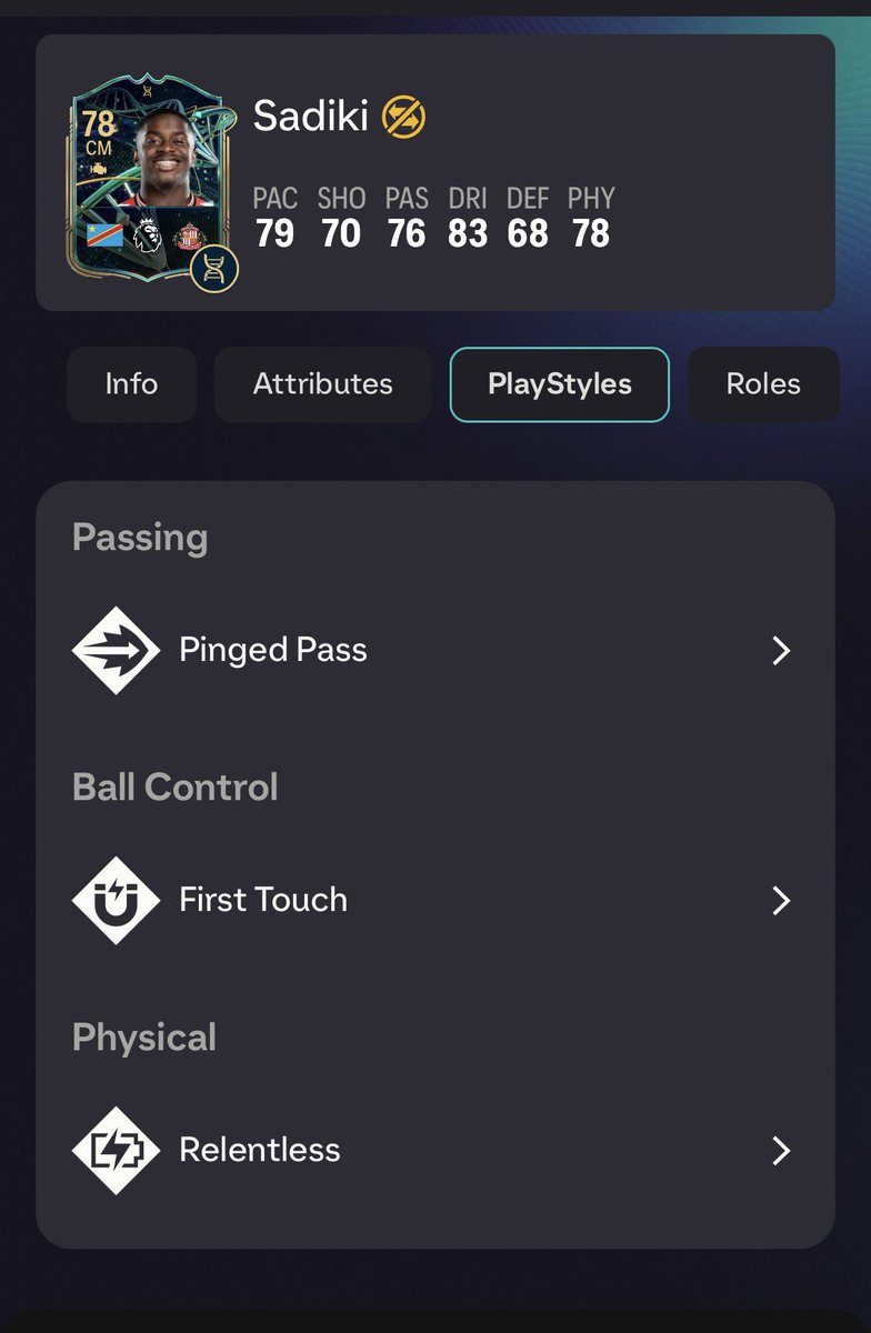 madeitRAINES's tweet photo. @shanehagan24 @Aaron_SAFC97 @DetectiveFUT Sadiki is INSANE in game bro… moves like Kante — plays way better than his stats https://t.co/7VCdfMoBqu