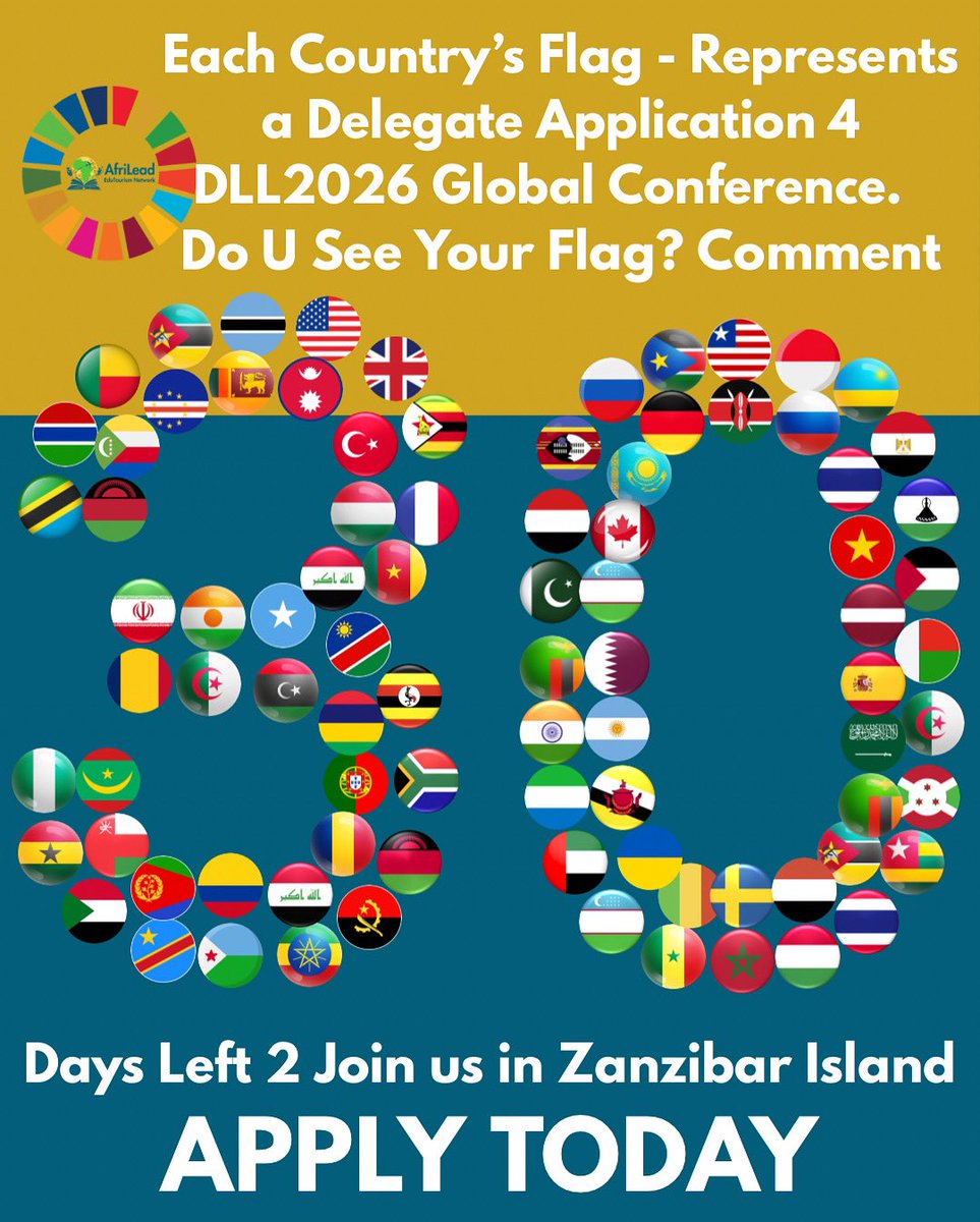30 days left!
Apply now for the DLL2026 Global Conference— a fully funded changemakers’ trip to Zanzibar Island.

Your chance to connect, lead &amp; create global impact is closing fast.
👉 Apply today! Link in bio | DM

#DLL2026 #GlobalConference #Changemakers #Zanzibar