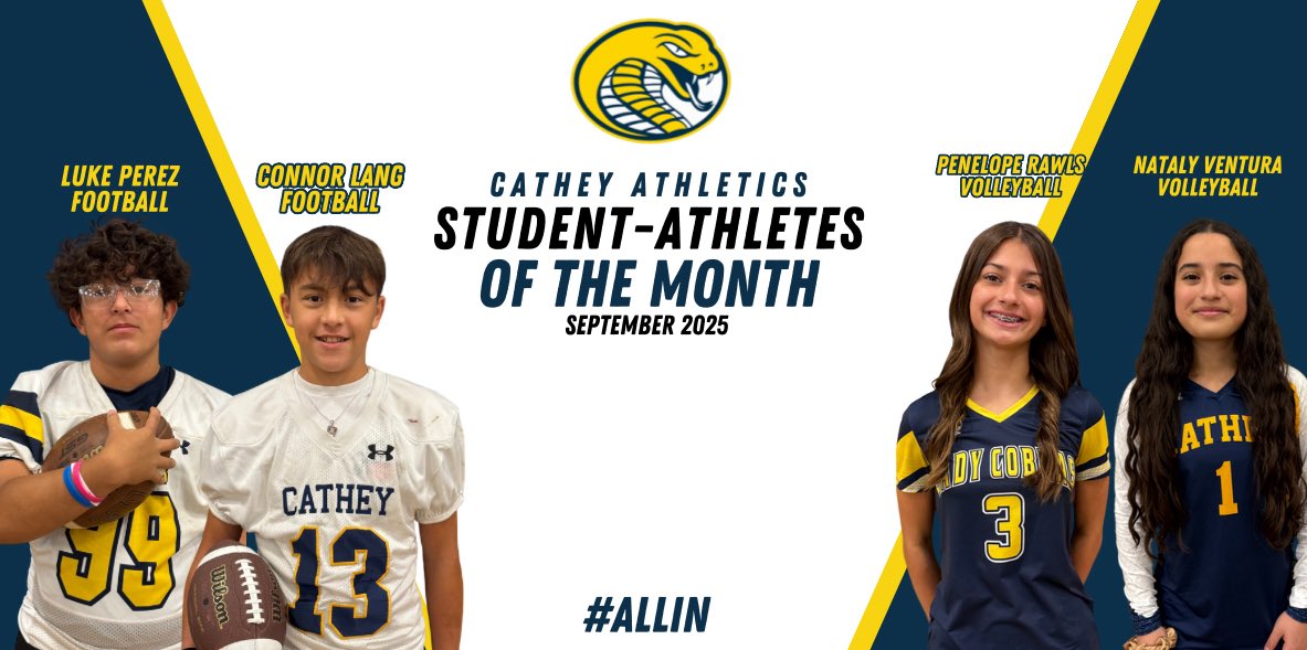 Athletics_CMS1's tweet photo. 👏 Congratulations to our Student-Athletes of the Month! 🎉

These Cobras have set the standard with their dedication, leadership, and relentless work ethic both in the classroom and in competition. 📚💪 
We’re proud to celebrate their commitment to excellence! 🐍💛💙 #ALLIN. https://t.co/aSoFQWnXfY