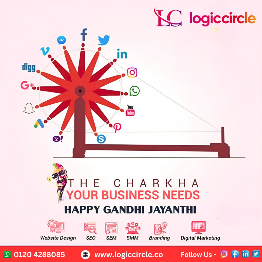 logiccirclein's tweet image. 🕊️ Celebrating #GandhiJayanti with the Digital Charkha! 🧵💻
Just as the charkha spun freedom, let digital tools spin success for your business. 🚀
🌐 Web Design | 📊 SEO/SEM | 📱 SMM | 🧠 Branding

👉 logiccircle.co | 📞 0120 4288085
#LogicCircle #DigitalMarketing #SEO