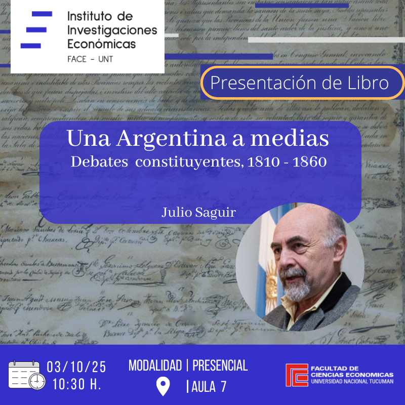 📆Viernes 3 de octubre - Presentación de libro 
 
📍 Aula 7 - <a href="/Economicas_UNT/">Facultad de Ciencias Económicas - UNT</a> .unt 
Te esperamos!!