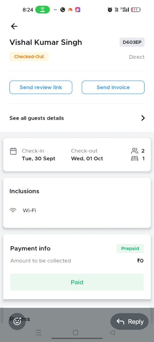 KunalNoket's tweet photo. @FabHotels @Expedia @KlookTravel Fabhotel staff gave me these details D603EP https://t.co/0I3eW2BTOx