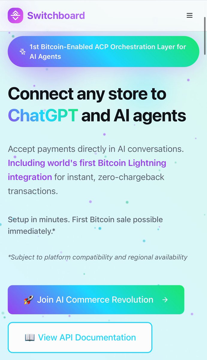 Switchboard | Bitcoin payment for Agentic Commerce tweet media