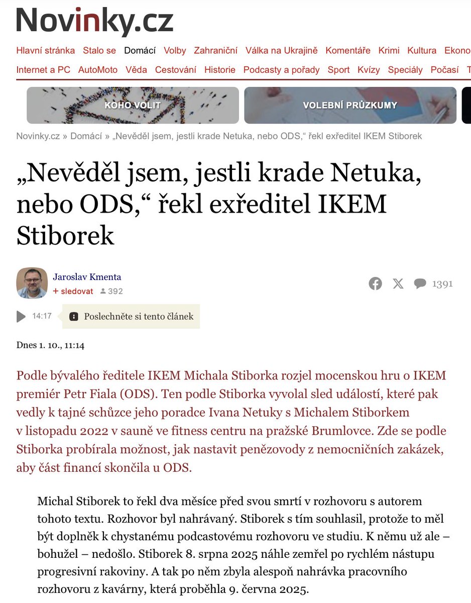 Na kauze tunelování nemocnice IKEM, které mělo směřovat do @odscz pod vedením premiéra @p_fiala je pozoruhodné, jak se k tomu staví ministr <a href="/vlvalek/">Vlastimil Válek</a>. Mlčí! A přitom je tolik otázek… Všechno to věděl? Někdo mu vysvětlil, že má držet jazyk za zuby? Jsou v tom i další nemocnice?