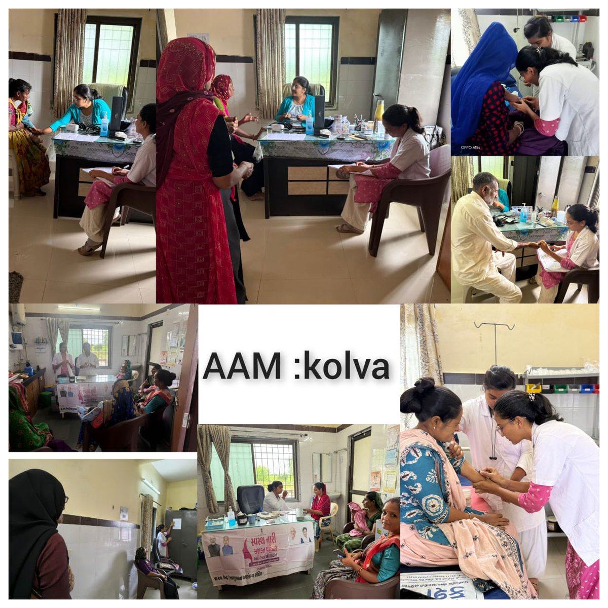 AAM : kolva  ખાતે આજે આરોગ્ય શિબિર  તેમજ SNSPA CAMP અંતર્ગત ની ઉજવણી કરવામાં આવેલ જેમાં નીચે મુજબ ની આરોગ્ય સેવાઓ
- 30 થી ઉપર ના લાભાર્થીઓ નું સ્ક્રીનીંગ. 
- Cancer screening and follow up.
- Anc check up તેમજ આરોગ્યલક્ષી માહિતગાર કરવામાં આવેલ.
- HB સ્ક્રીનીંગ
- counseling