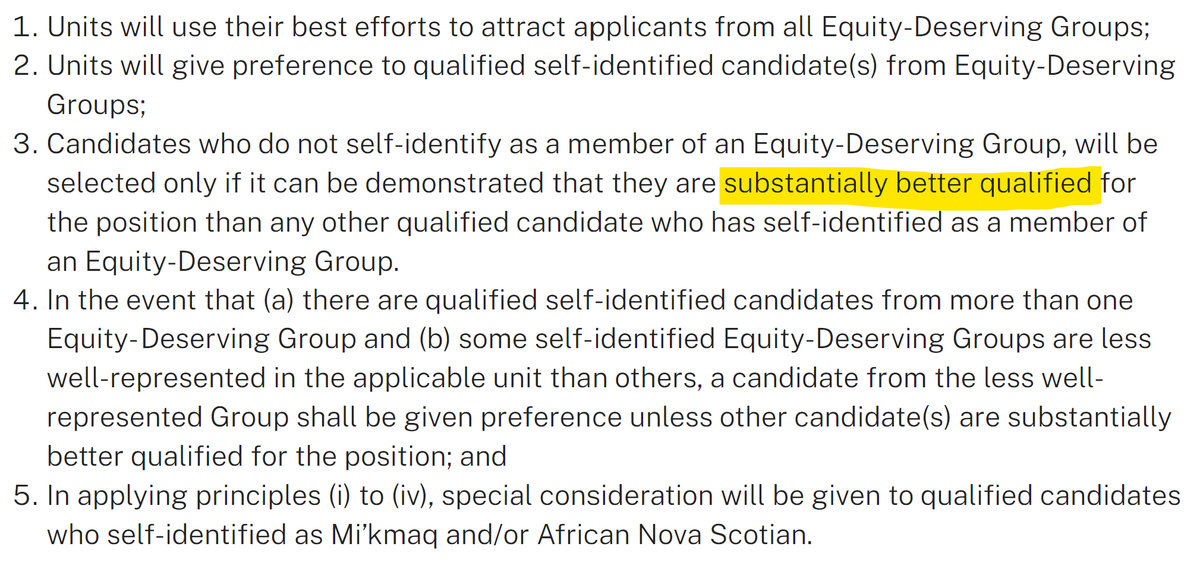 Tablesalt13's tweet photo. 🚨NEW

The Dalhousie University DEI hiring policy IS WAY WORSE THAN I THOUGHT

if you are a white hetero man, you have to be SUBSTANTIALLY better qualified than ANYONE ELSE to get the job.

This is PURE racism. Whoever wrote this belongs IN PRISON. https://t.co/hQW7jLHPEb