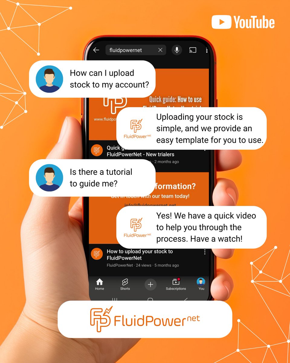 FluidPowerNet's tweet image. Have you uploaded your stock to FluidPowerNet? 📦

Watch this quick video to find out how to do this, and start receiving enquiries from over 180 global members ☑️

Click here: youtube.com/watch?v=POhGCZ…

Email us at info@fluidpowernet.net ✉️

#fluidpowernet #fluidpower #distributor