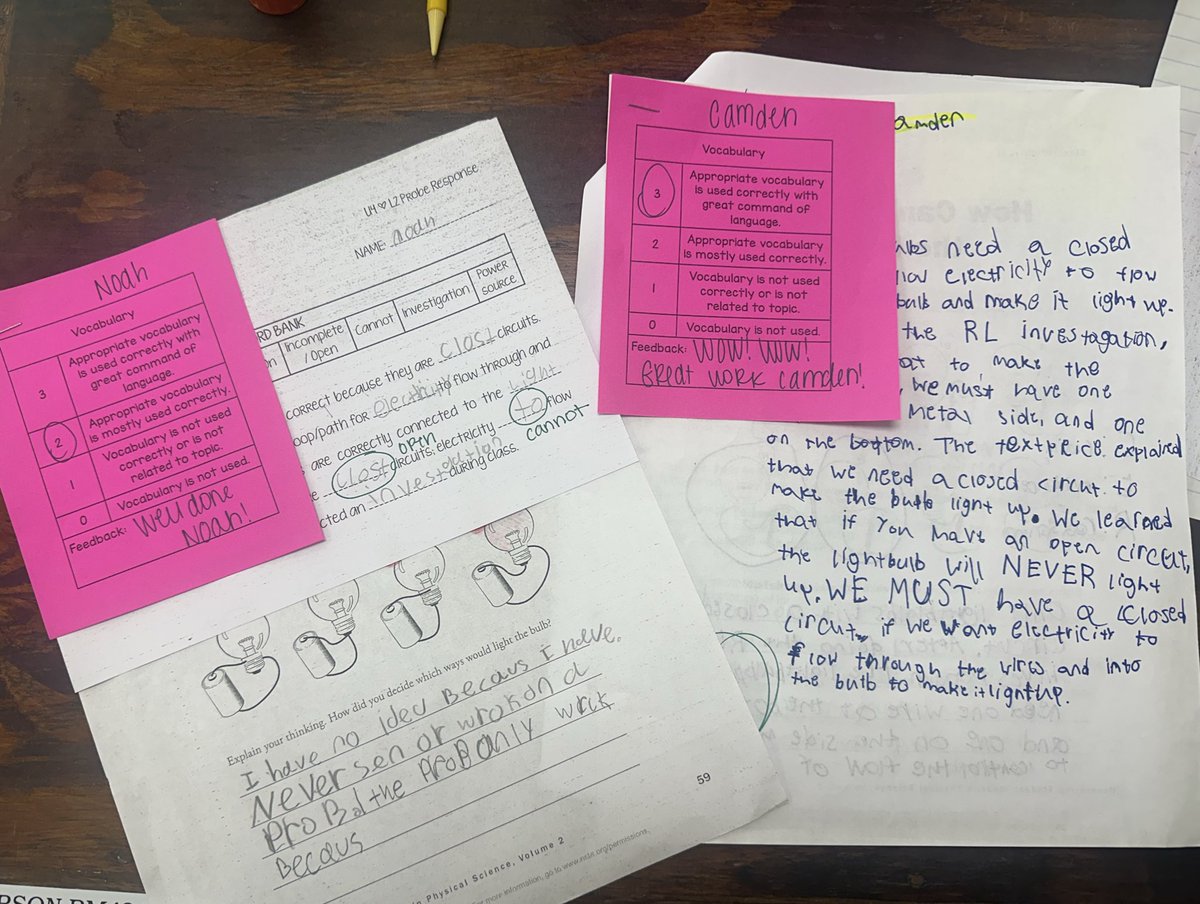 One of my teaching goals for ‘25-‘26 was to utilize mini rubrics for student responses (instead of hand written sticky notes 😜) - proud to say, so far so good … they’re even color coded! 

👀 check out that VE modification for written responses!

<a href="/WeAreHAEST/">HAEST</a> <a href="/HCPSElemScience/">HCPSElemScience</a>