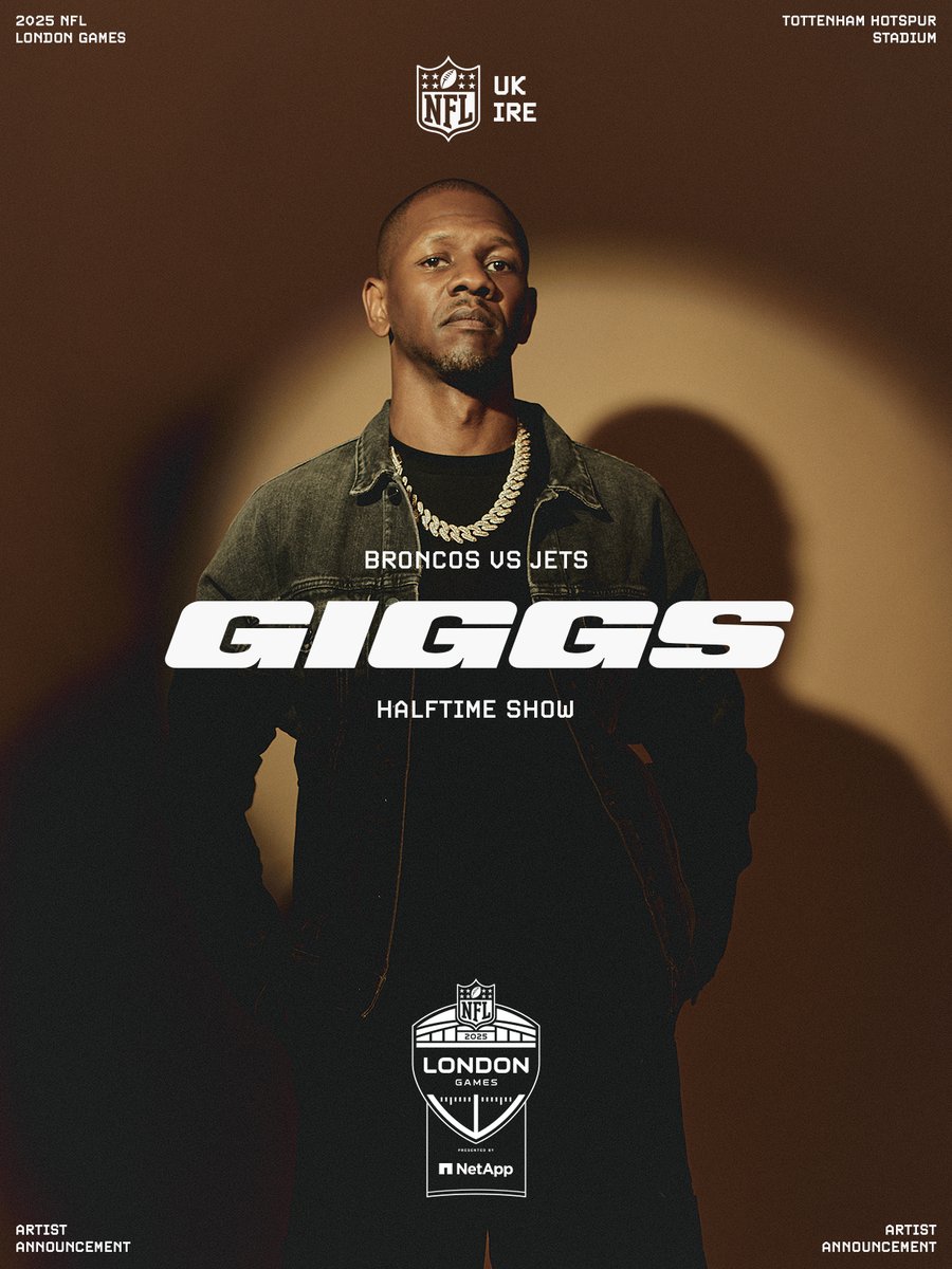 NFLUKIRE's tweet photo. London! 🏈🇬🇧

UK rap legend Giggs is bringing the halftime heat to the NFL London Games. Broncos vs Jets !! LETS GOOOOOOO https://t.co/uSlz4o7D7L