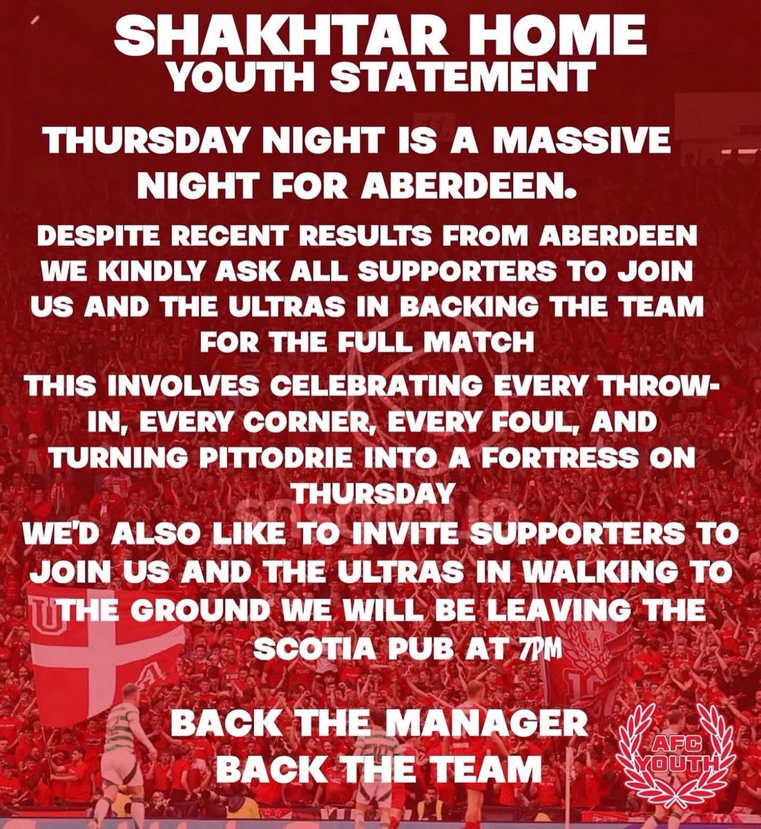 isc_afcsuppclub's tweet photo. An important public service announcement from Aberdeen Youth ⭐️⭐️🔴⚪️⚽️ 🔥

#aberdeen #inverurie #redarmy #dandies #COYR #dandydons #standfree #pittodrie @aberdeenfc #afc #football #scottishcupwinners https://t.co/YTkuB4auN5