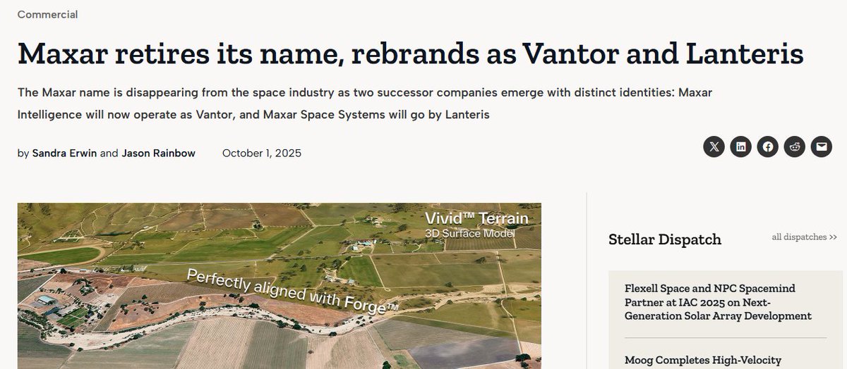 loco_dela_bolsa's tweet image. $SATL #Satellogic #Maxar Maxar has changed its name to...

Advent International (umbrella)
Vantor: Intelligence
Lanteris: Space systems

 (I still prefer the name &quot;Maxar&quot;)