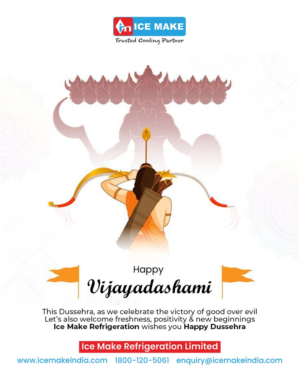 IceMakeRef's tweet image. This Dussehra, let’s burn away inefficiencies and embrace freshness, energy savings, and advanced refrigeration technology. With Ice Make, empower your business with victory over wastage and spoilage. 🎉🔥❄️