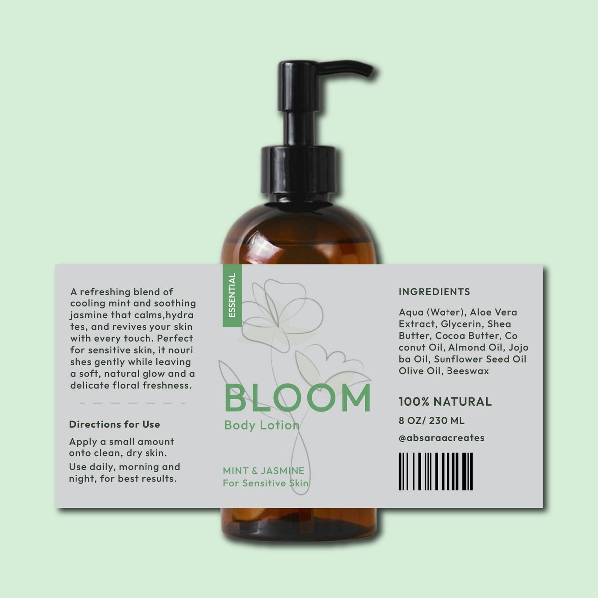 absaraacreates's tweet image. Designed a body lotion label that blends elegance and clarity. Modern, soothing, and ready to stand out on the shelf.
DM me for custom designs!

#cosmeticsdesign #productlabel #beautybrand #minimaldesign #graphicdesigner #branding #creative #labeldesigner #luxurydesign #modern