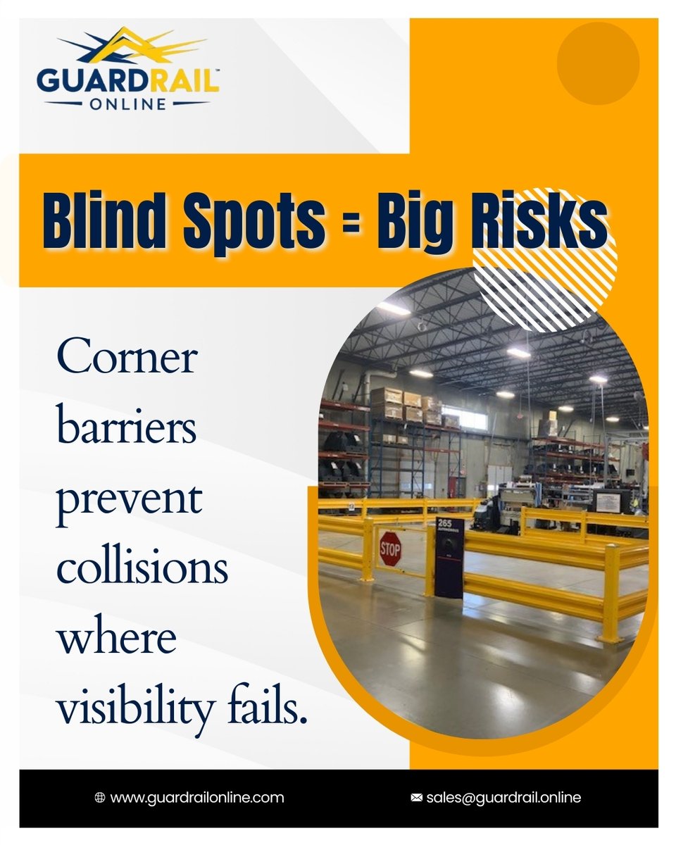 GuardRailOnline's tweet image. Blind spots in warehouses are dangerous!  Guardrail Online’s corner safety barriers protect shelving edges, guide safer turns, and reduce collisions. Prevent accidents before they happen.

Learn more 👉 guardrailonline.com

#WarehouseSafety #ForkliftSafety #GuardrailSystem