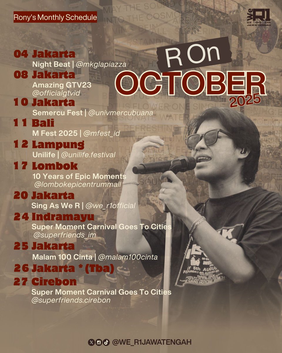 We_R1JawaTengah's tweet photo. Padat merayap! Gas ramaikan panggung Rony bulan ini!
#ROnOctober #RonyParulian https://t.co/soz6MSvBrW
