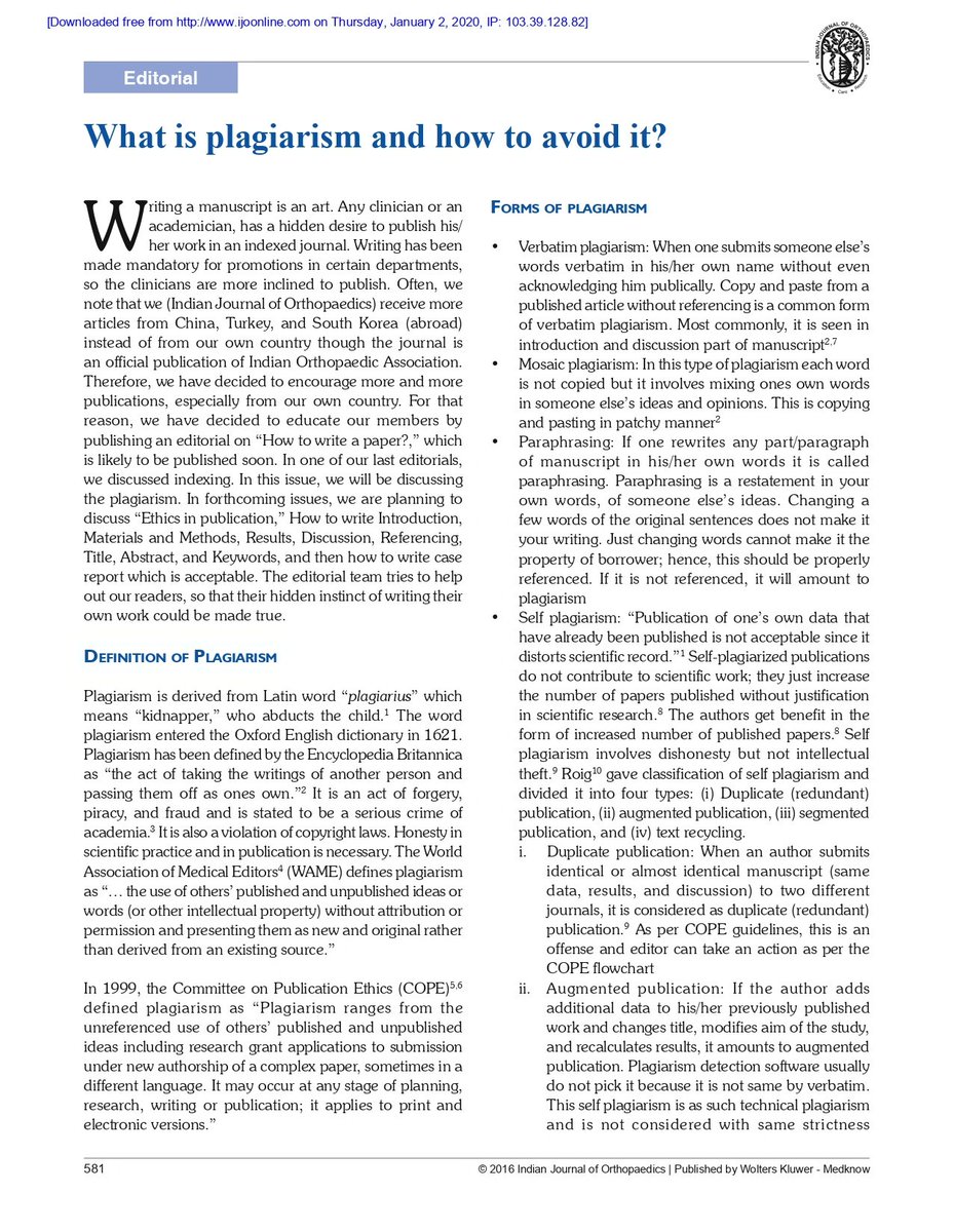 ScholarshipfPhd's tweet image. What is plagiarism and how to avoid it?

If you need the PDF version, please comment below