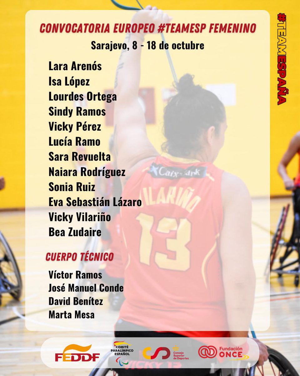 📣 𝐎𝐅𝐈𝐂𝐈𝐀𝐋 🔥 

🏀 Aquí está la lista con las doce jugadoras que pelearán por todo en el Europeo de Sarajevo 🇧🇦

🇪🇸 El #TeamESP femenino se concentrará en Barcelona antes de partir a tierras balcánicas👇🏻 
bsrespana.es/Convocatoria-d…

#BSREspaña | <a href="/FEDEDDF/">FEDDF</a> | <a href="/deportegob/">CSD</a> |