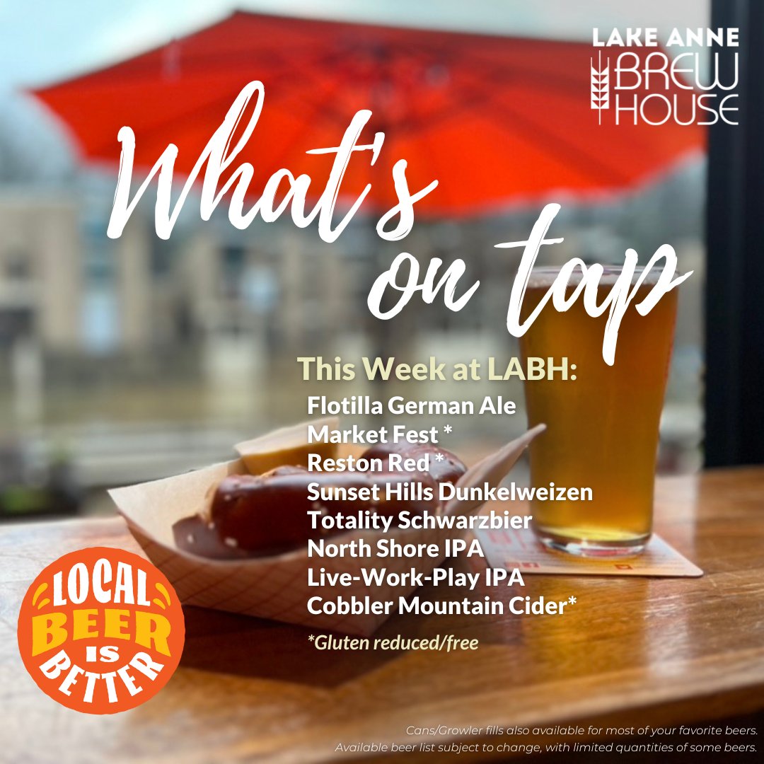 What's on Tap: Keep Oktoberfest going! Our Market Fest Marzen and Sunset Hills Dunkelweizen (and a pretzel, of course) are waiting for you.
.
#whatsontap #drinklocal #oktoberfest #beerme #idrinkandwearlederhosen #restonbeer #lakeanneplaza #brewingbeerbuildingcommunity