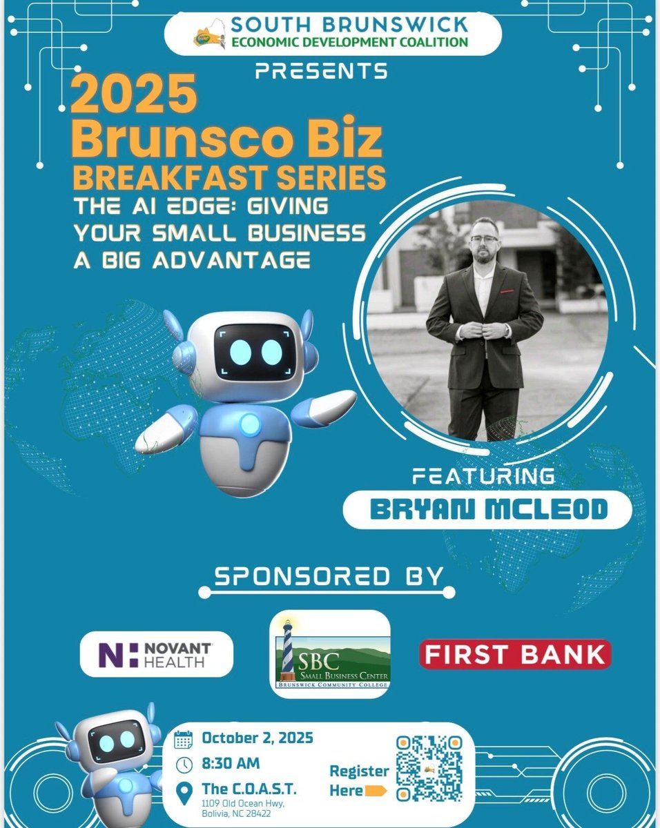 sunsetbeachnews's tweet image. Tomorrow is a big breakfast meeting with a speaker.

It&apos;s all about how AI can help your Small Business.

#BrunswickcountyChamber #AIforSmallbusiness