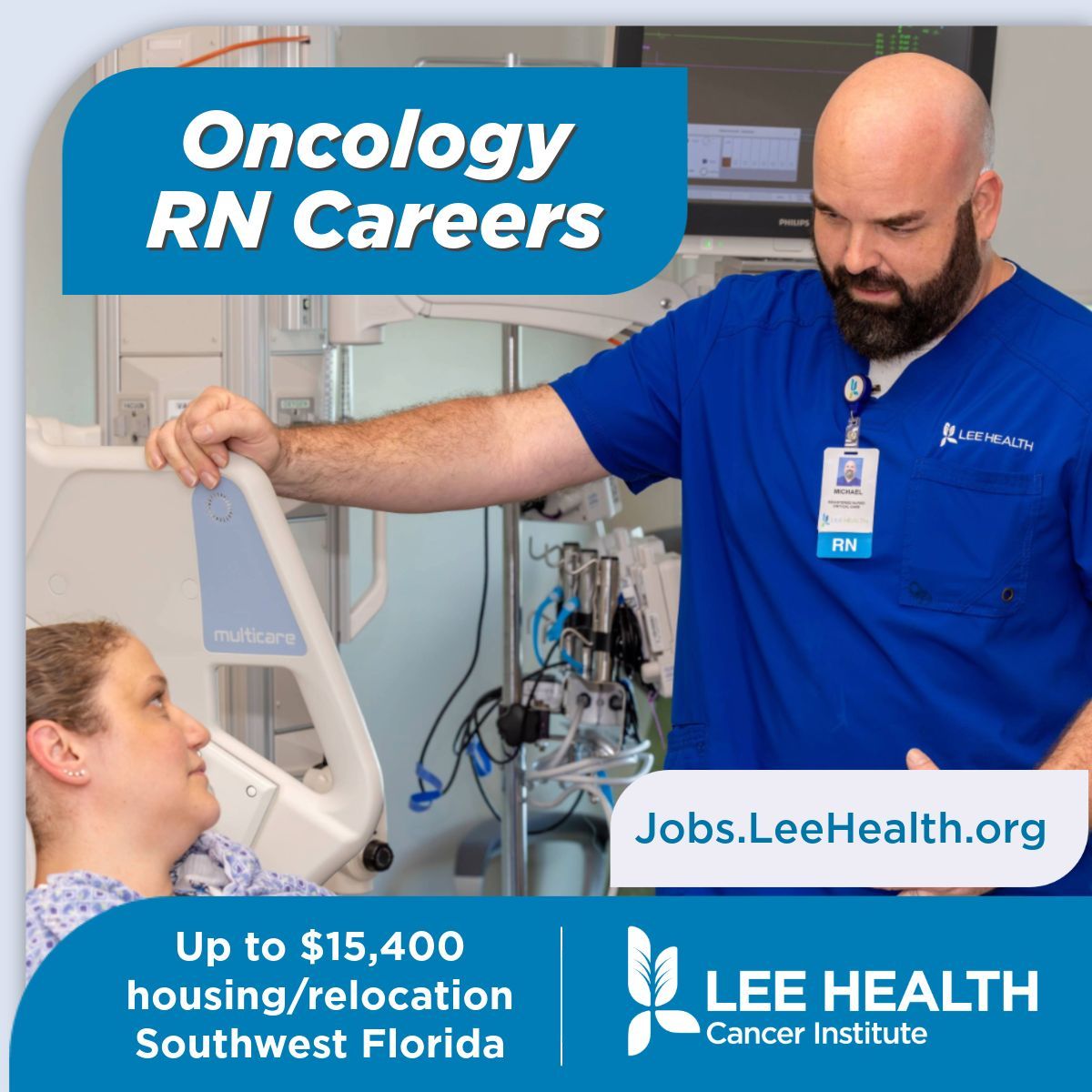 Michael says, "The population on my floor are going through very difficult times, but the staff invest themselves in each person and this is fully supported by our management."

Ready to be part of something truly meaningful in SW Florida?

Review/apply: jobs.leehealth.org/jobs/oncology-…