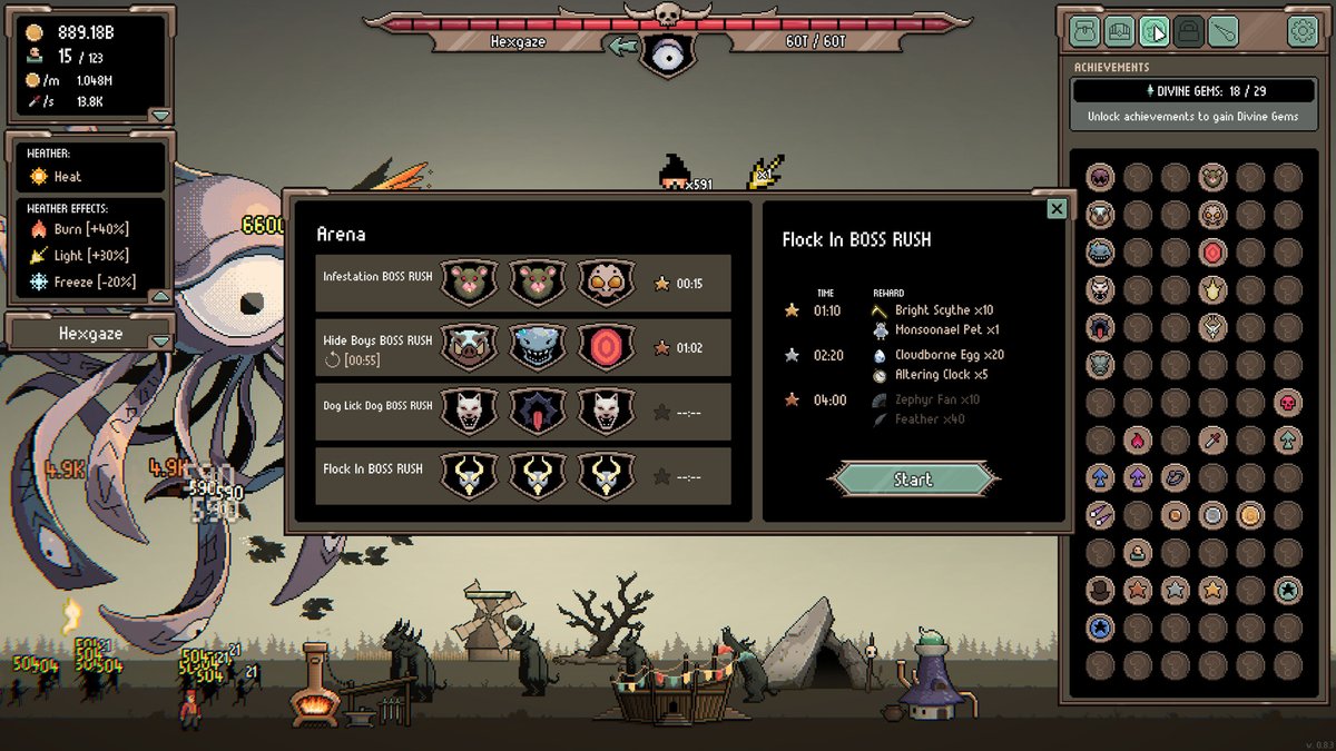gamespark's tweet photo. 巨大ボス戦だけを繰り返す放置RPG『IDLE BOSS RUSH』配信！資源管理し小さな町を立派な王国へ―採れたて！本日のSteam注目ゲーム4選【2025年10月1日】
https://t.co/IzTKfp8NcD

資源と住民の管理、都市建設、永続強化、周回プレイなどの要素があり、最大同接は約8,600人を突破する盛況を見せています。 https://t.co/1FgRP8QOiU