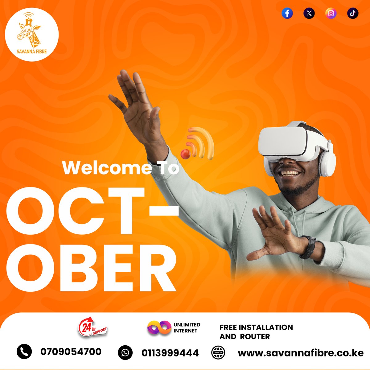savannafibreke's tweet image. 🍂✨ Hello October! Step into the new month with unstoppable speeds and seamless connections from Savanna Fibre Kenya. 🚀
🌐 Let’s make this month smarter, faster, and better together! 💡

#SavannaFibreKE #HelloOctober #KenyaConnected #FastInternet